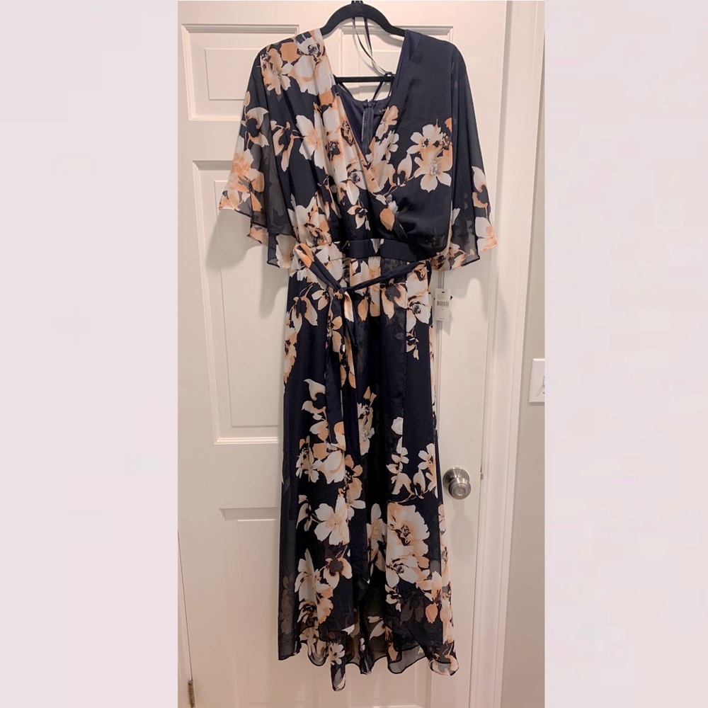 Floral faux-wrap dress